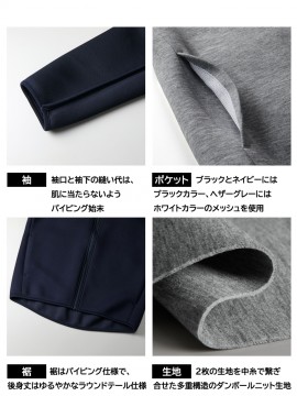 2291 9.4オンス T/R ダンボールニット フルジップ パーカ 詳細 生地