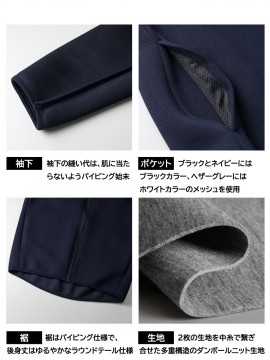 2293 9.4オンス T/R ダンボールニット フルジップ スタンド ジャケット 詳細 生地