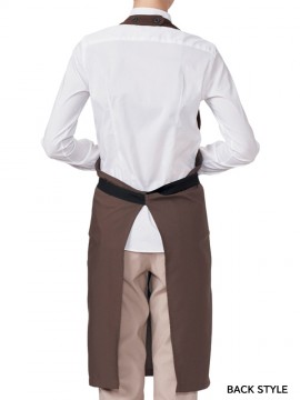 FK7180 襟付き胸当てエプロン バックスタイル